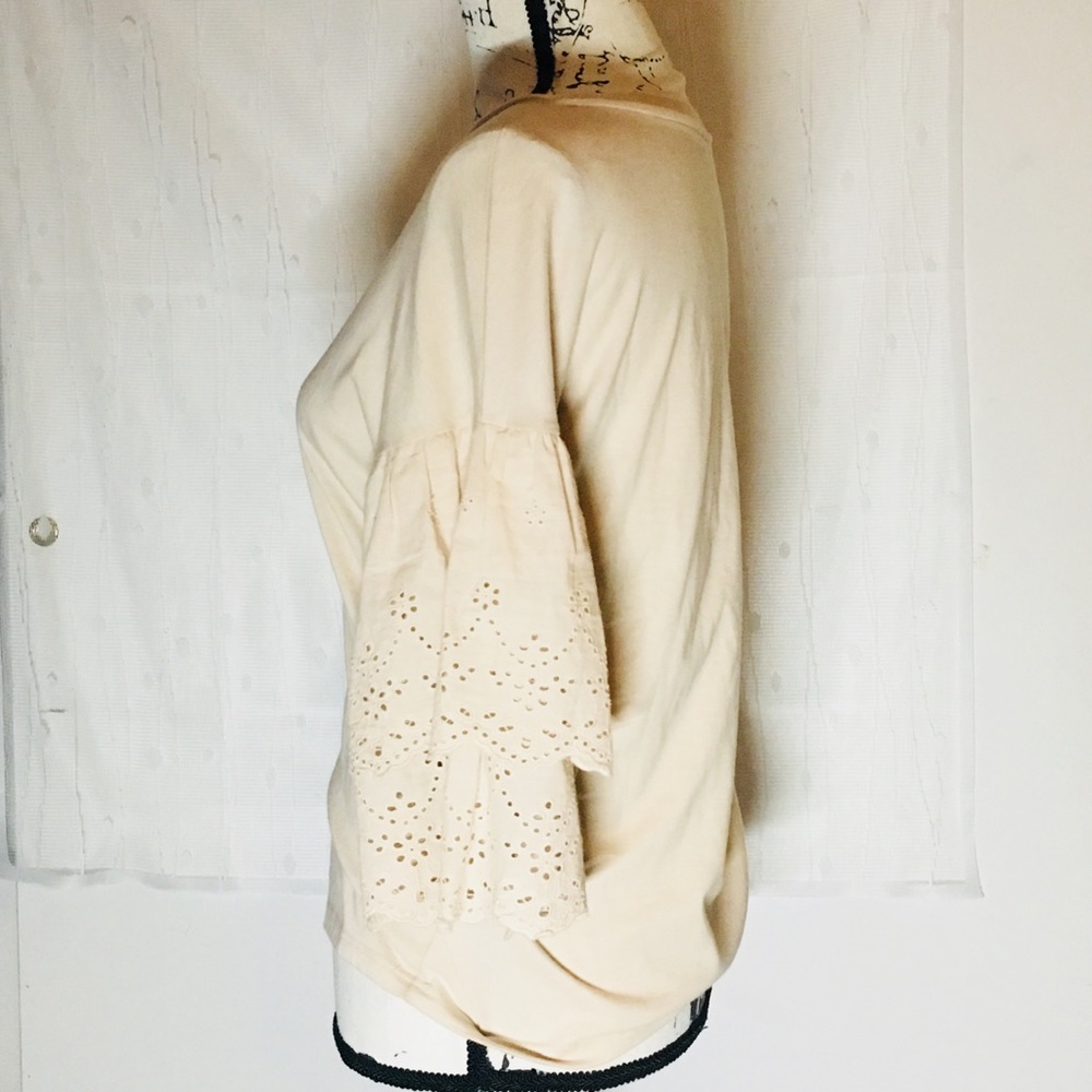 NWT TOP SHOP Cream Flutter Bell Lace Sweater Top - Picture 2 of 5